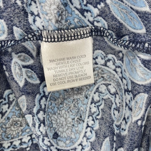 Derek Heart Womens Shirt M Blue Paisley Button Up Long Sleeve Polyester Retro - Picture 13 of 14